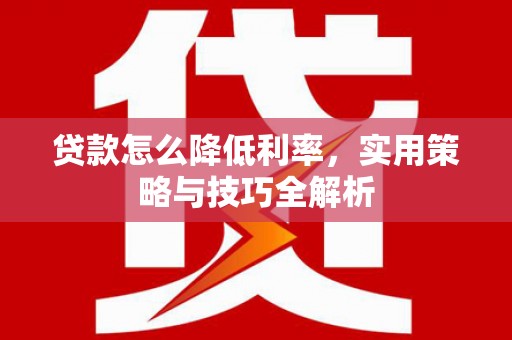 武功贷款怎么降低利率，实用策略与技巧全解析